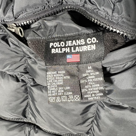 Polo Jeans Co Ralph Lauren Jacket Mens Medium Reversible Down Puffer Winter Coat - Picture 10 of 16